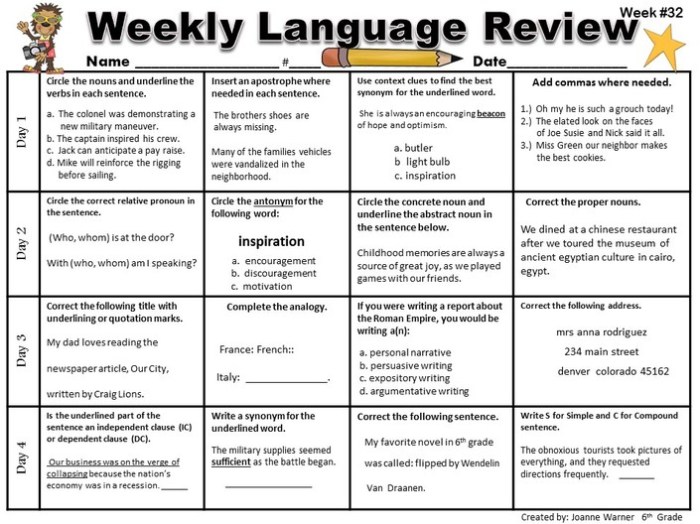 Weekly language review q1 5 answer key