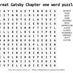 The great gatsby word search answers