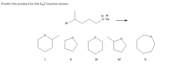 Predict the product for the sn2 reaction shown