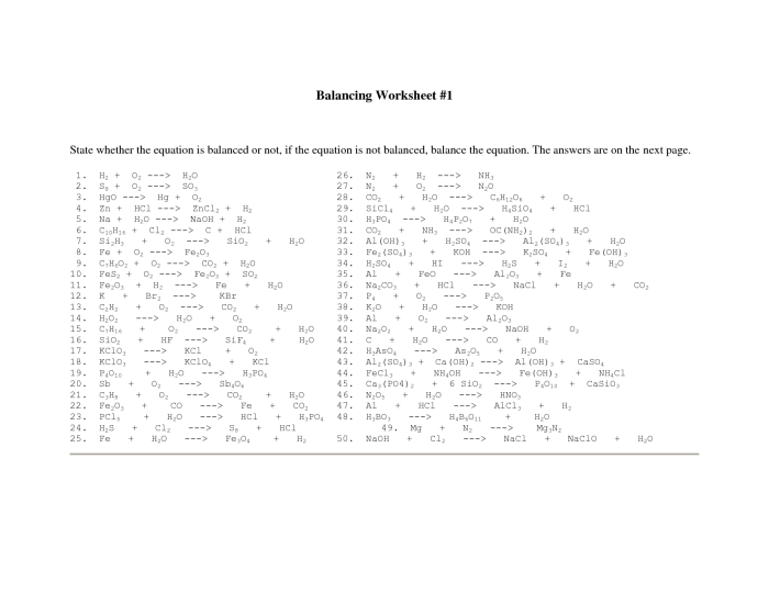 Classifying and balancing equations worksheet answers