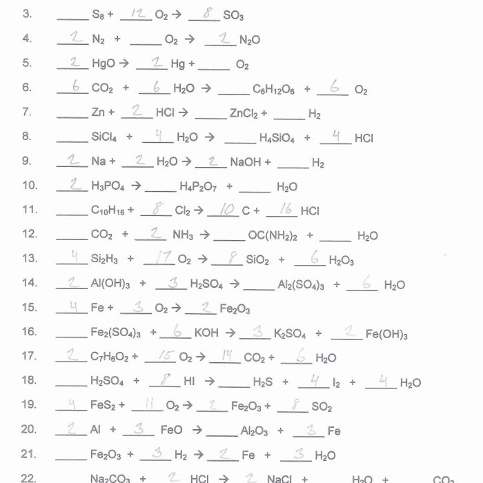 Classifying and balancing equations worksheet answers