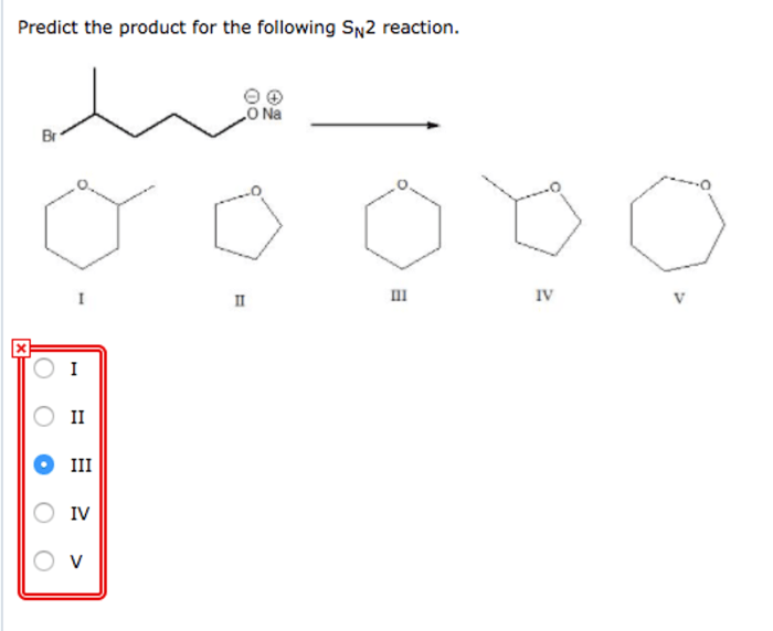 Predict the product for the sn2 reaction shown